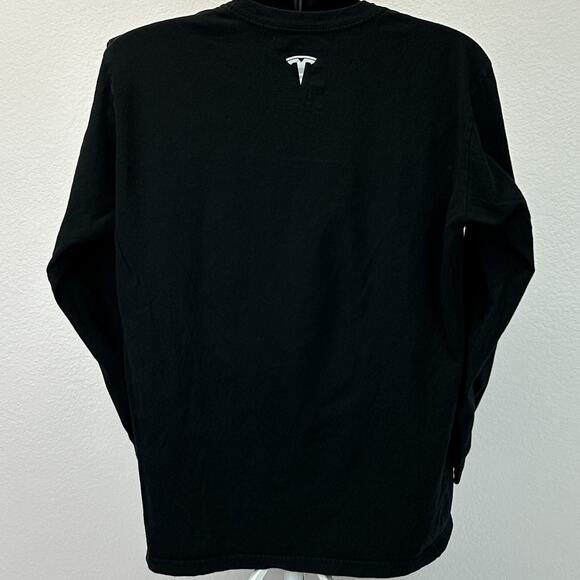 Tesla Long Sleeve T Shirt Mens L Large Short EV Electric Vehicle Elon Musk Black - Picture 3 of 5